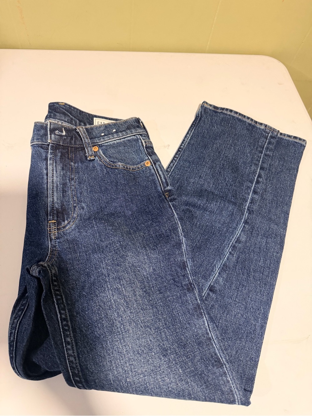 GAP Women's Straight-Leg Dark Blue Denim Jeans